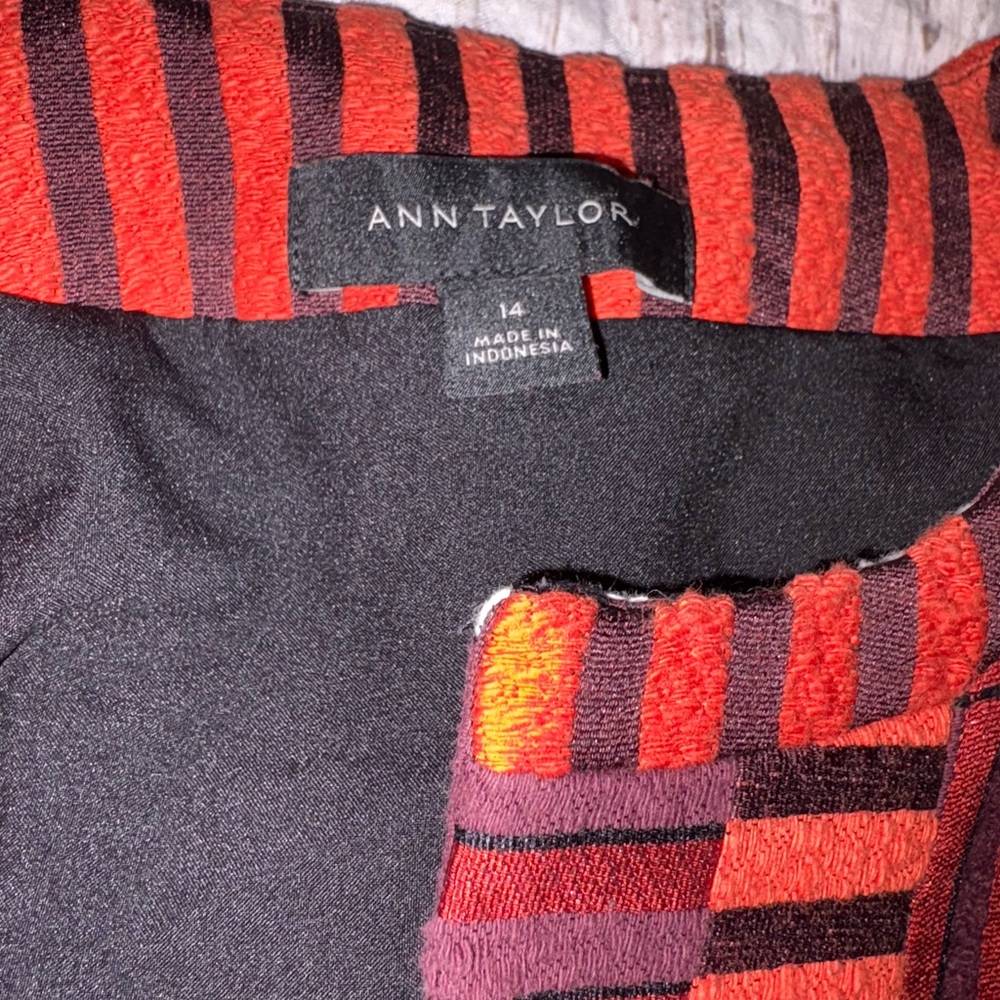 Ann Taylor Mala Stripe Tapestry Cotton Blend Blazer Jacket 14 - Picture 5 of 5